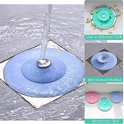 Universal Stopper and Strainer, Strainer and Drain Collapsible Silicone Kitchen Sink Drain Stopper, Catch Food Particles