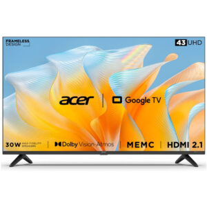 Acer 109 cm (43 inches) Advanced I Series 4K Ultra HD Smart LED Google TV, AR43GR2851UDFL (Black)