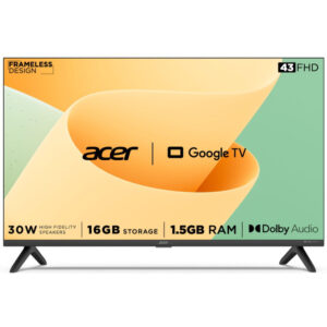 Acer 109 cm (43 inches) Advanced I Series Full HD Smart LED Google TV, AR43GR2841FDFL (Black)