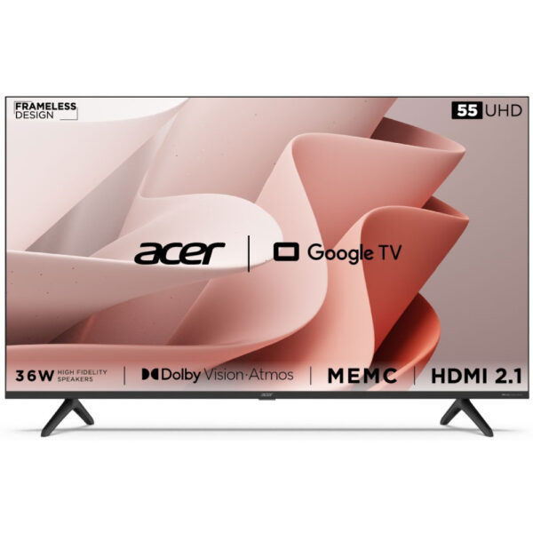 Acer 139 cm (55 inches) Advanced I Series 4K Ultra HD Smart LED Google TV, AR55GR2851UDFL (Black)