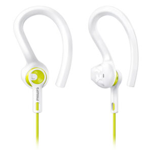 Philips SHQ1400LF ActionFit Wired Earphone, IPX4 Water Resistance, Kevlar Reinforced Cable (Lime Yellow/White)