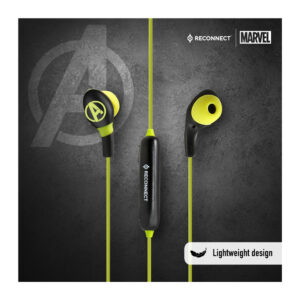 Reconnect Marvel Beasty Buds Series 100 DBTE101 Wireless Neckband Earphone with Mic & IPX4 Water Resistant, Avengers, Black Yellow